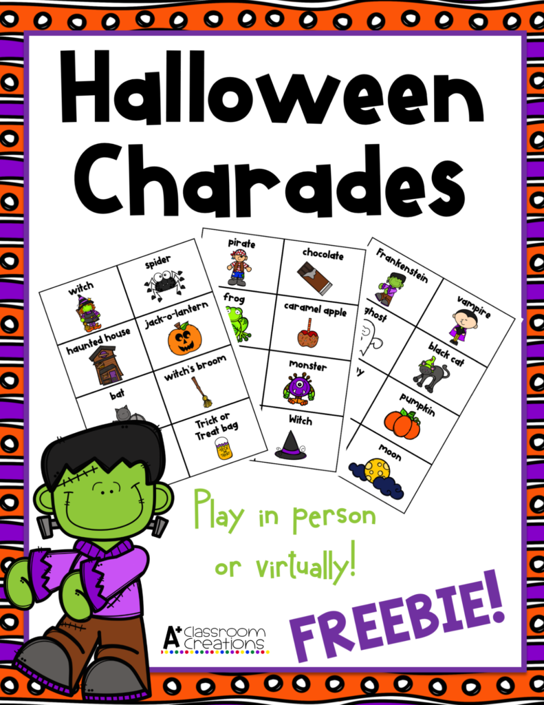 Halloween Charades is a free product to use with primary students in kindergarten, first and second grade during virtual learning or in the classroom.