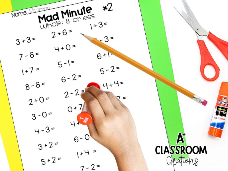 Timed math fact fluency assessment
