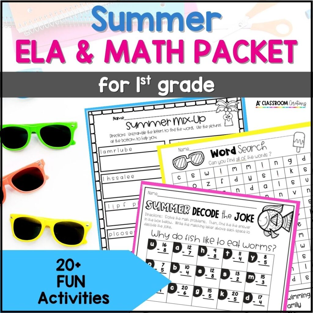 Summer ELA and Math Packet for A Plus Classroom Creations